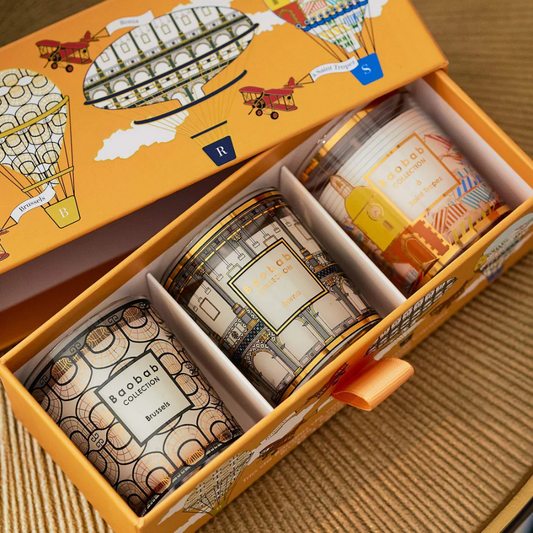 Baobab Collection Trio Travel Candles Brussels-Roma-Saint Tropez